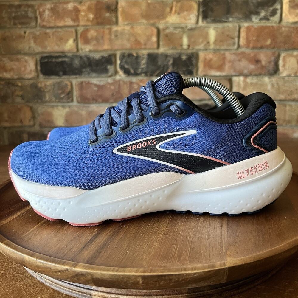 Brooks Womens Glycerin 21 Cushion Pink Blue Road Running Shoes Sneakers Size 7.5